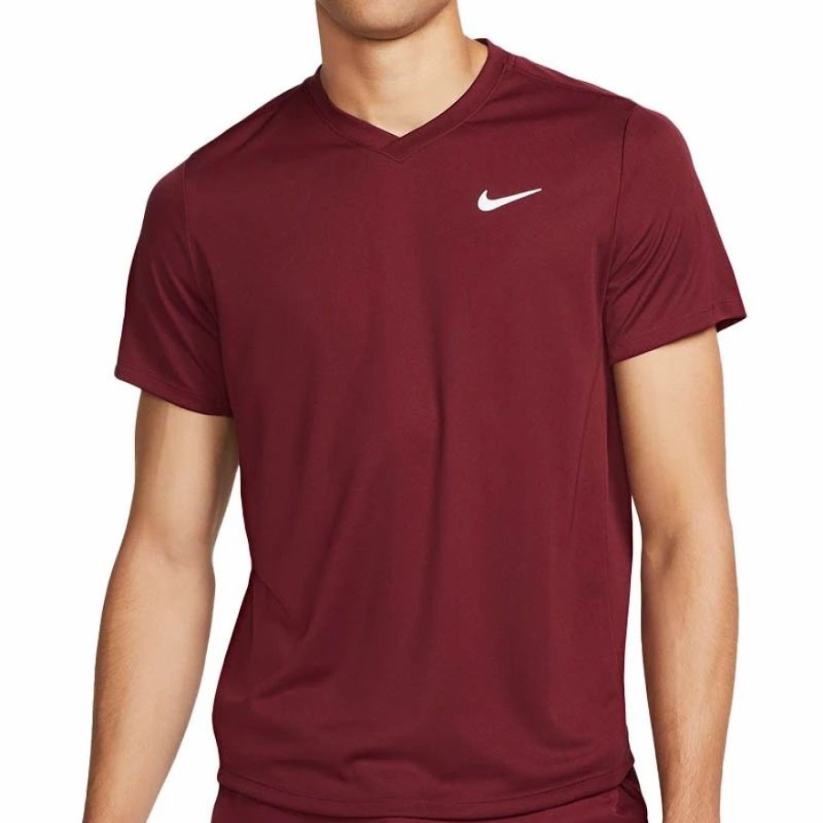 * Men'S | Nike Court Dry Victory Men'S Tennis Crew Burgundy