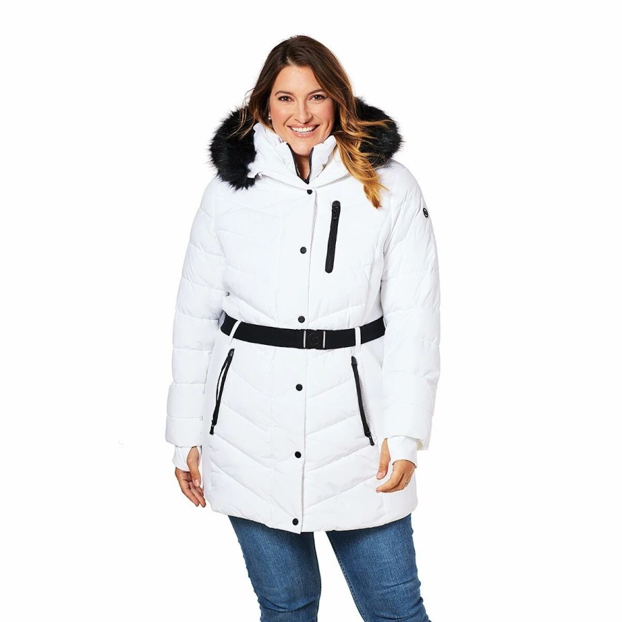 * Coats | Coats Plus Size Michael Kors Long Belted Puffer Jacket With Bib Hood