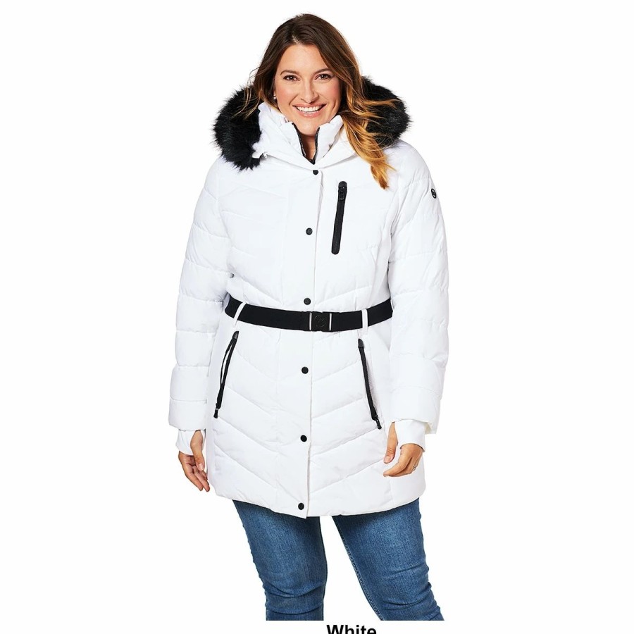 * Coats | Coats Plus Size Michael Kors Long Belted Puffer Jacket With Bib Hood