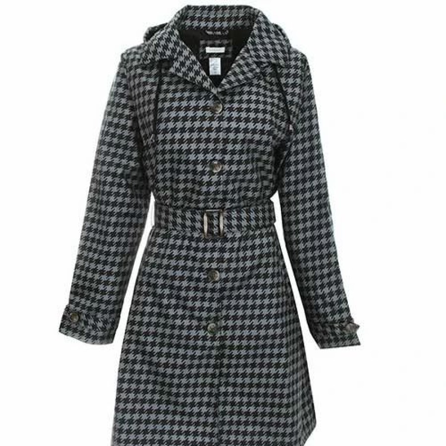 * Coats | Coats Womens Capelli New York Houndstooth Mid-Length Trench Raincoat