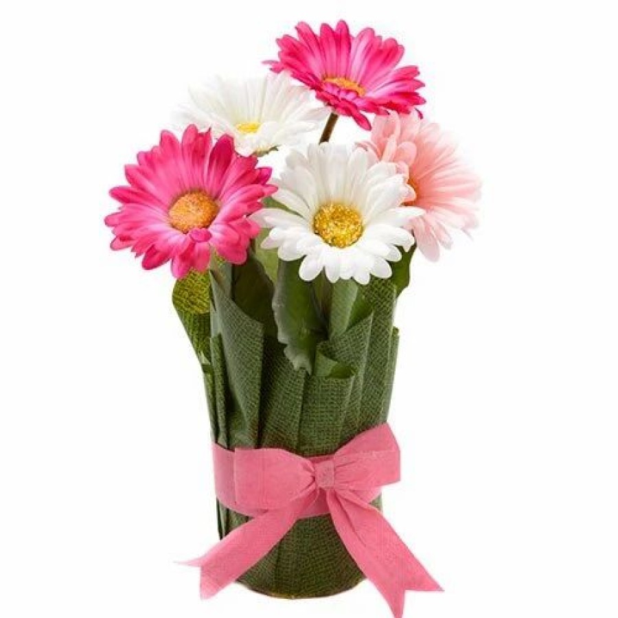 * Artificial Plants | Artificial Plants Life-Like Artificial Pink & White Gerbera Daisies