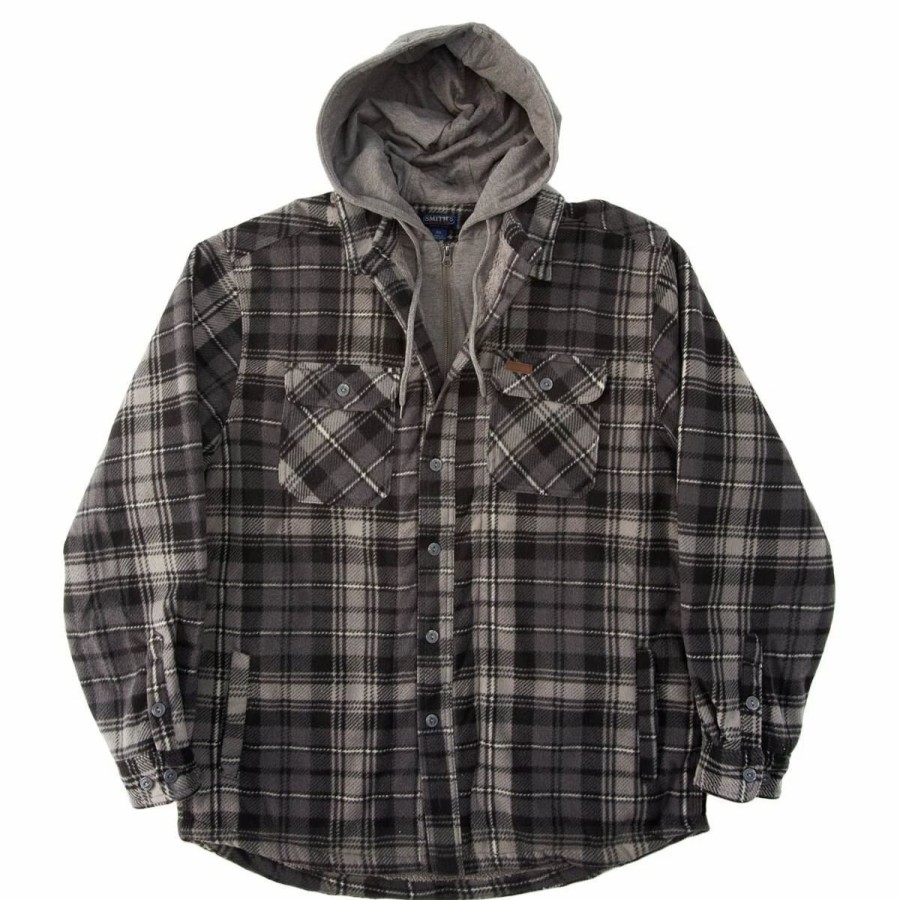 * Coats | Coats Mens Smith'S Sherpa Lined Plaid Fleece Jacket Grey/Black