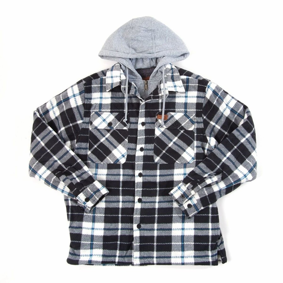 * Coats | Coats Mens Mountain Ridge Plaid Polar Fleece Shirt Jacket-Black/White