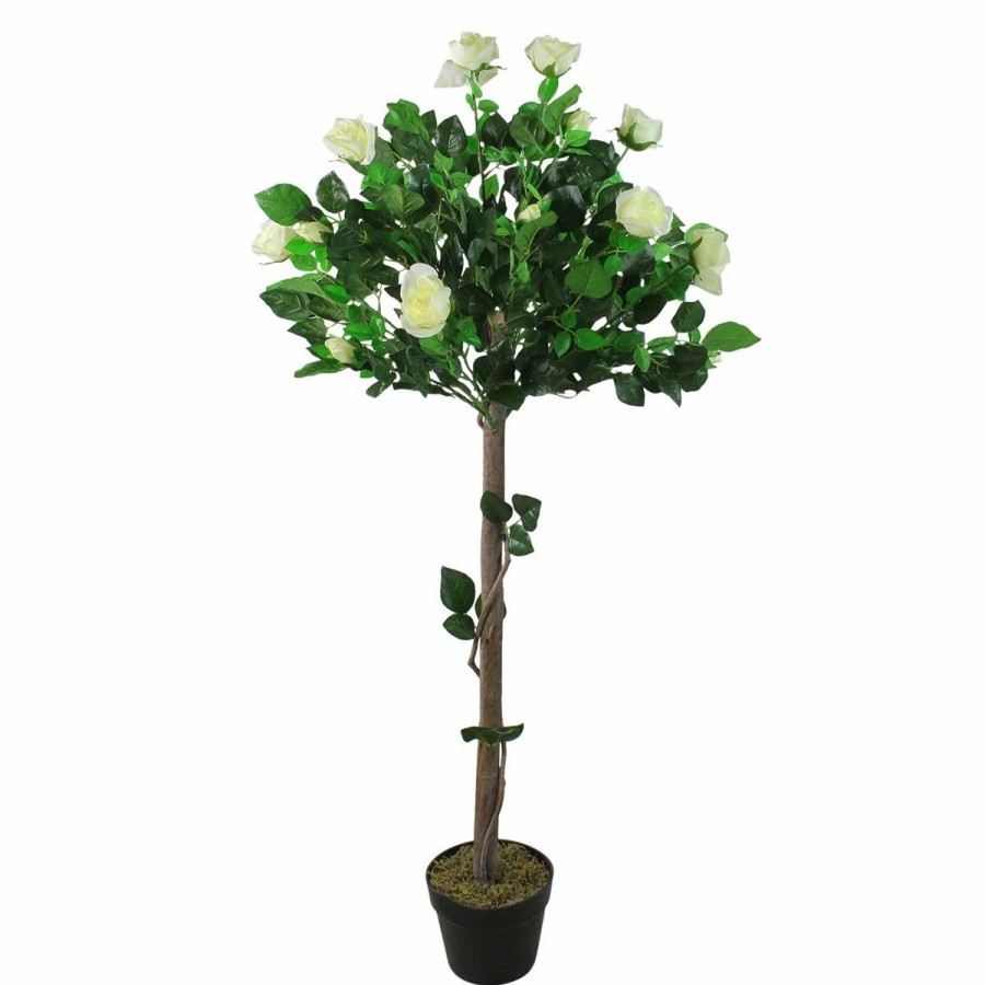 * Artificial Plants | Artificial Plants Northlight Seasonal 49.5 Artificial White Rose Potted Tree