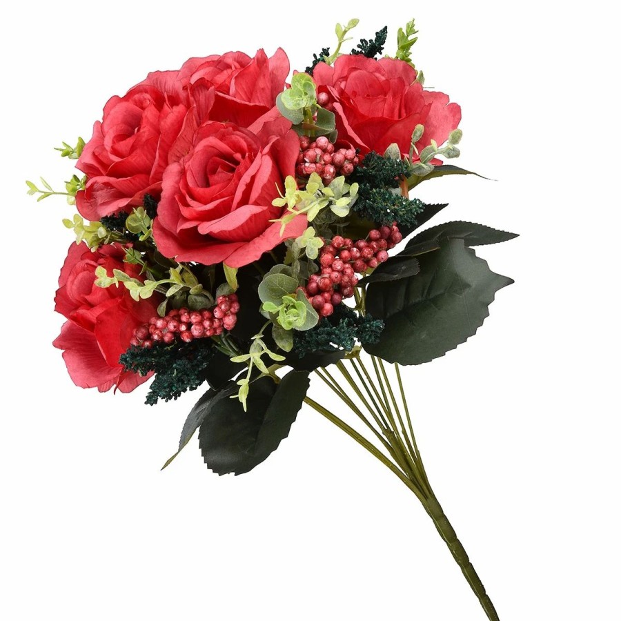 * Artificial Plants | Artificial Plants National Tree 19In. Roses/Buds/Berries Bundle