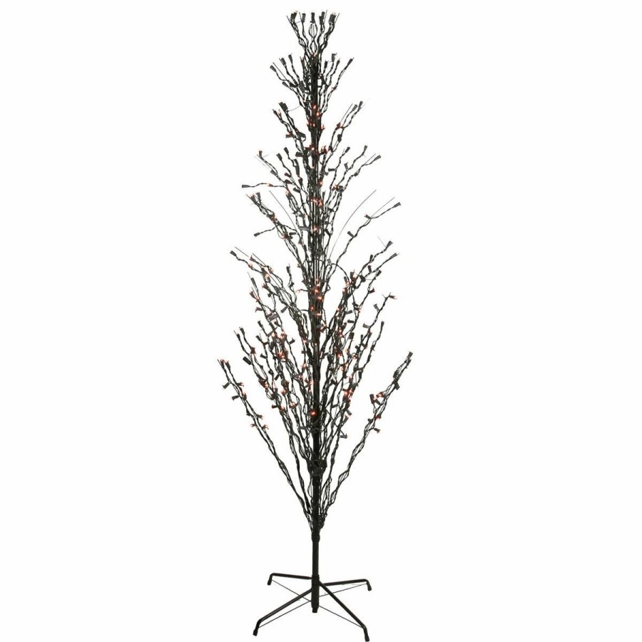 * Artificial Plants | Artificial Plants Northlight Seasonal 4Ft. Halloween Orange Lights Black Tree