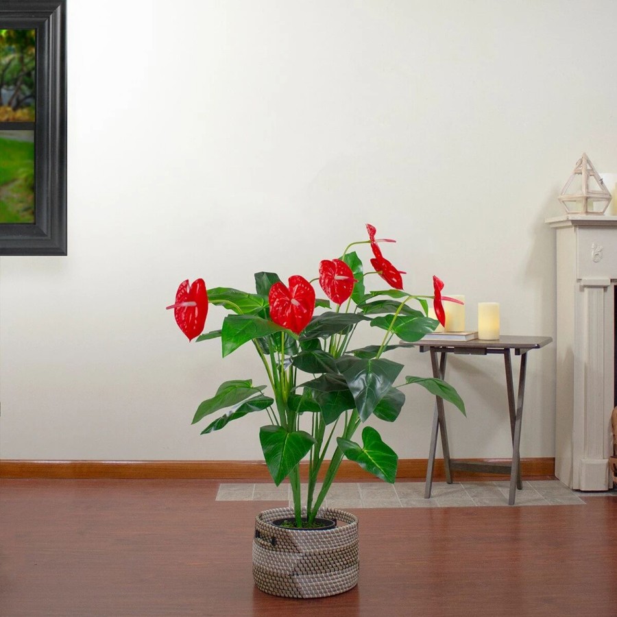 * Artificial Plants | Artificial Plants Northlight Seasonal 41 Artificial Anthurium Potted Plant