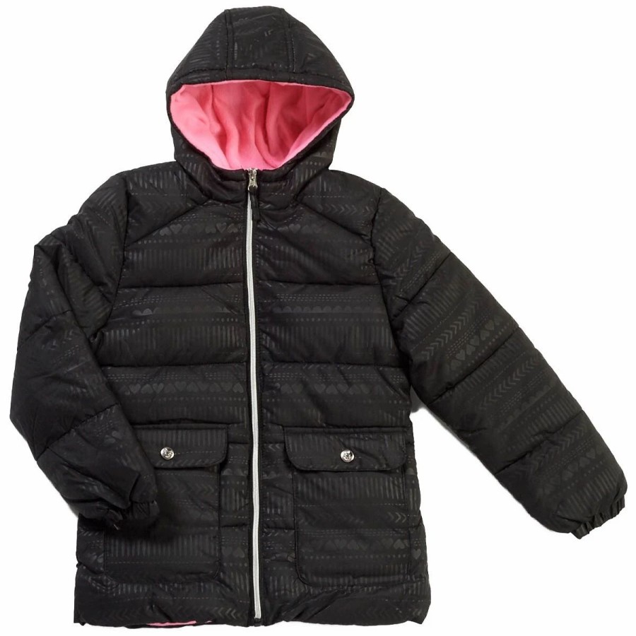 * Coats | Coats Girls (7-16) Pink Platinum Tonal Aztec Stamp Print Puffer Black