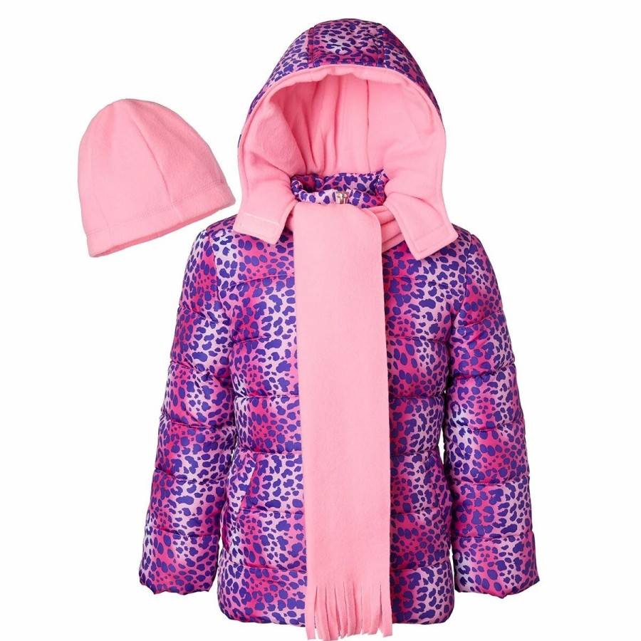 * Coats | Coats Girls (4-6X) Pink Platinum Ombre Cheetah Puffer Coat