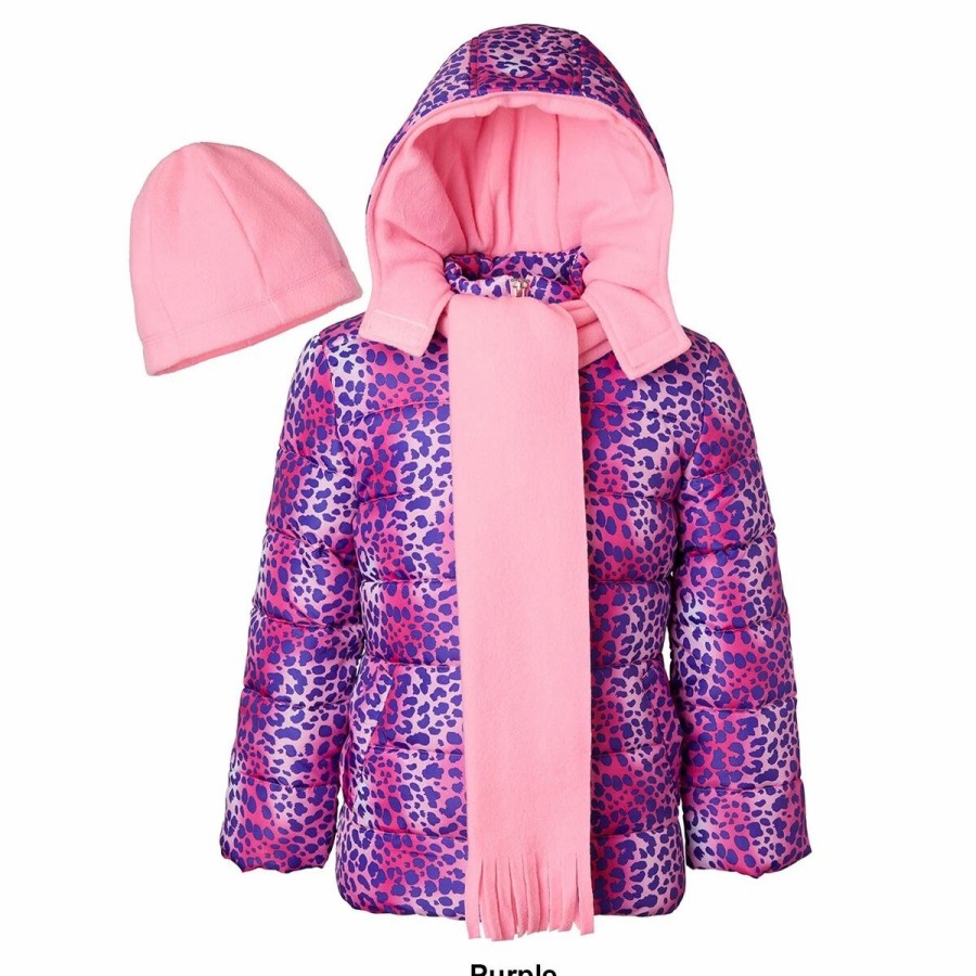 * Coats | Coats Girls (4-6X) Pink Platinum Ombre Cheetah Puffer Coat