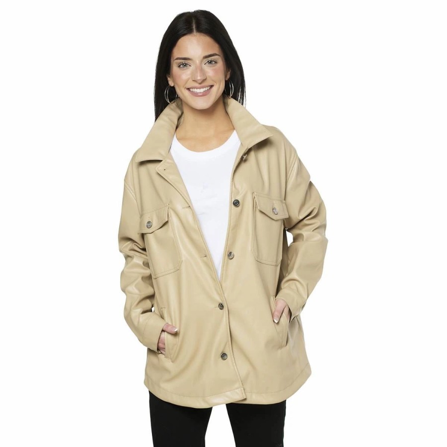 * Coats | Coats Juniors Ashley Polyurethane Shacket With Pockets