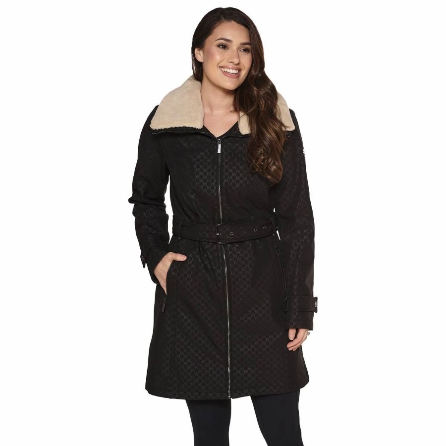 * Coats | Coats Womens Michael Kors Logo Belted Softshell Jacket W/Sherpa Lining