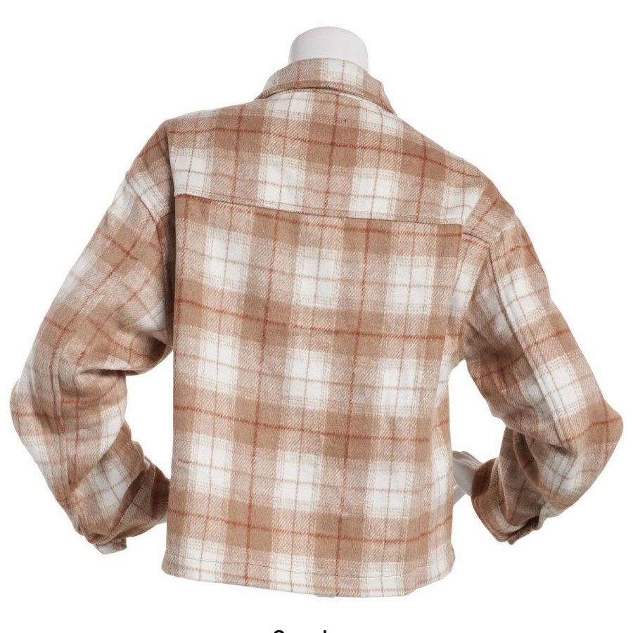 * Coats | Coats Juniors Love Tree Faux Wool Brushed Plaid Crop Shacket