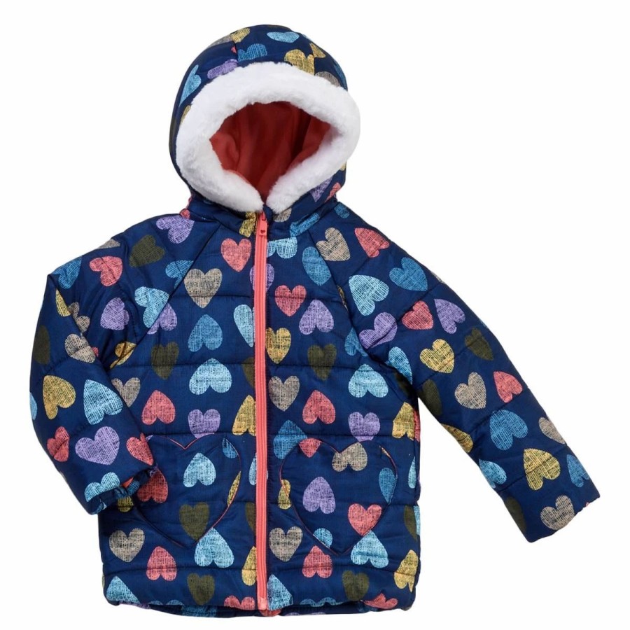 * Coats | Coats Toddler Girl Wippette Heart Print Puffer Jacket