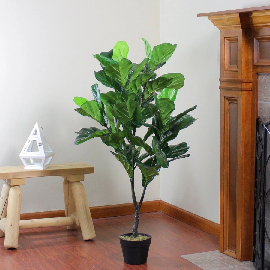 * Artificial Plants | Artificial Plants Northlight Seasonal 4Ft. Unlit Artificial Fiddle Leaf Fig Tree