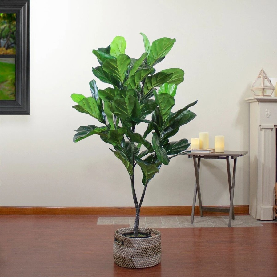 * Artificial Plants | Artificial Plants Northlight Seasonal 4Ft. Unlit Artificial Fiddle Leaf Fig Tree