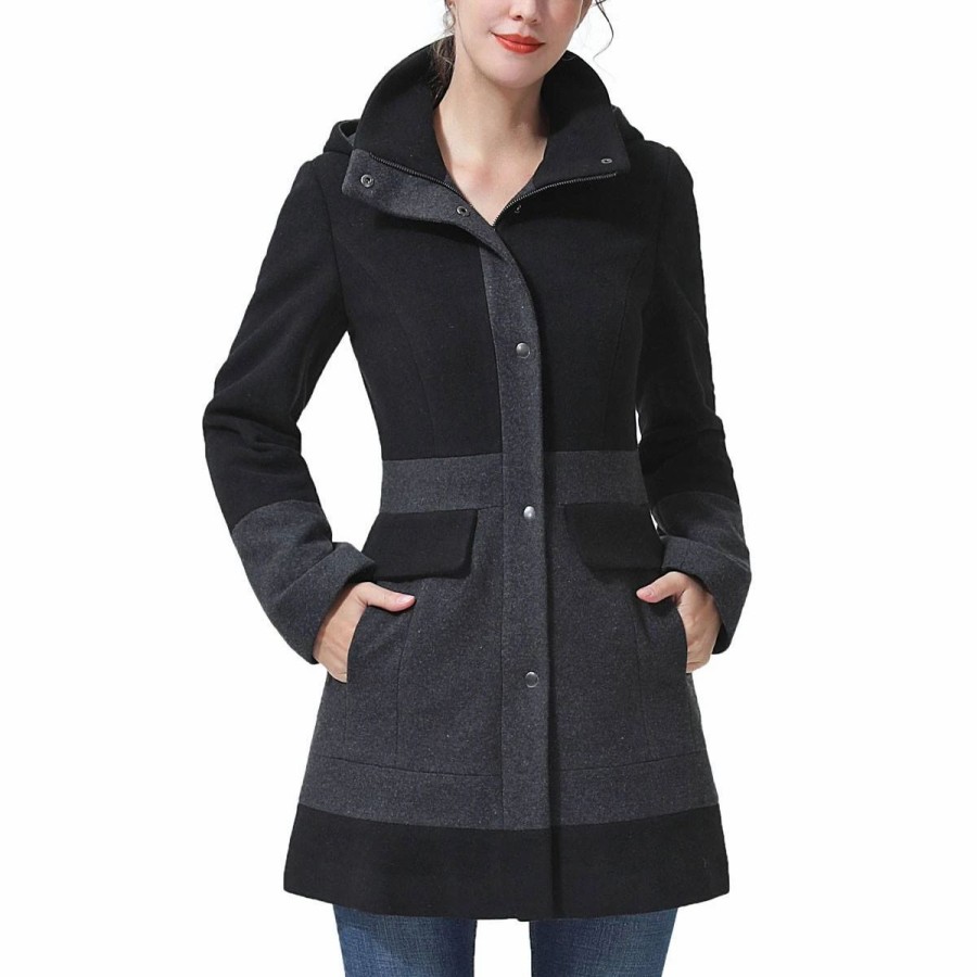 * Coats | Coats Womens Bgsd Color Block Hooded Wool Blended Coat