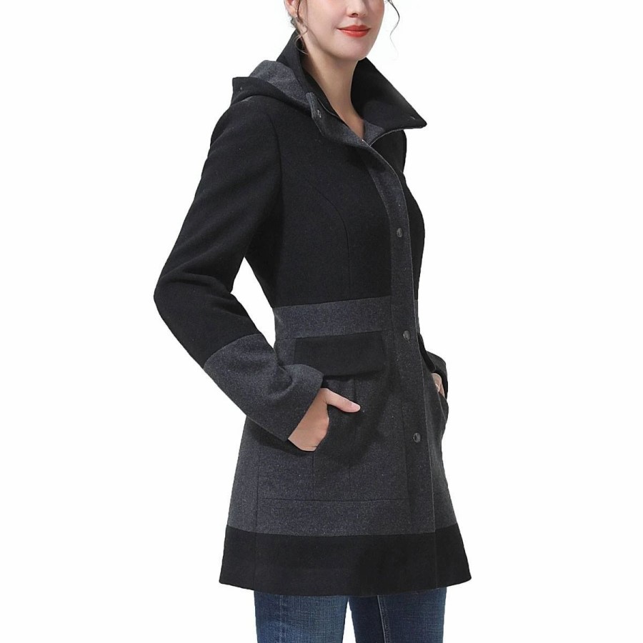 * Coats | Coats Womens Bgsd Color Block Hooded Wool Blended Coat