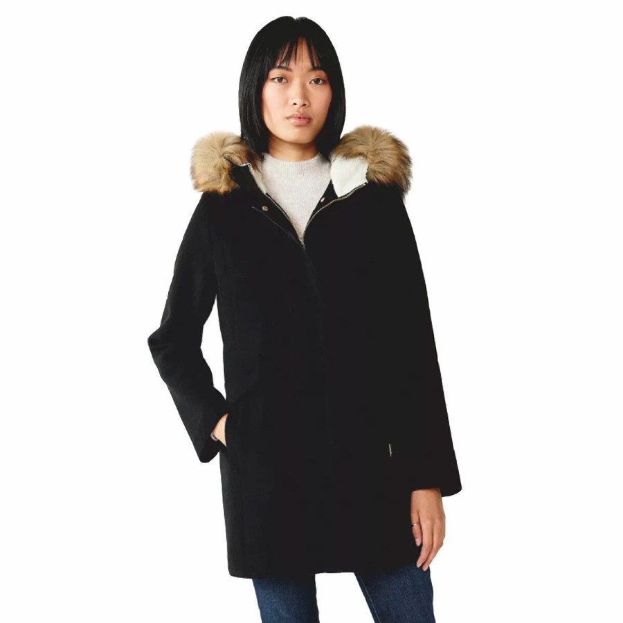 * Coats | Coats Womens Nine West Wool Coat With Sherpa Trim