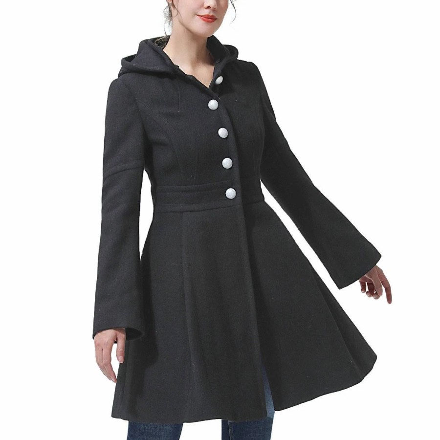 * Coats | Coats Womens Bgsd Fit & Flare Hooded Wool Coat