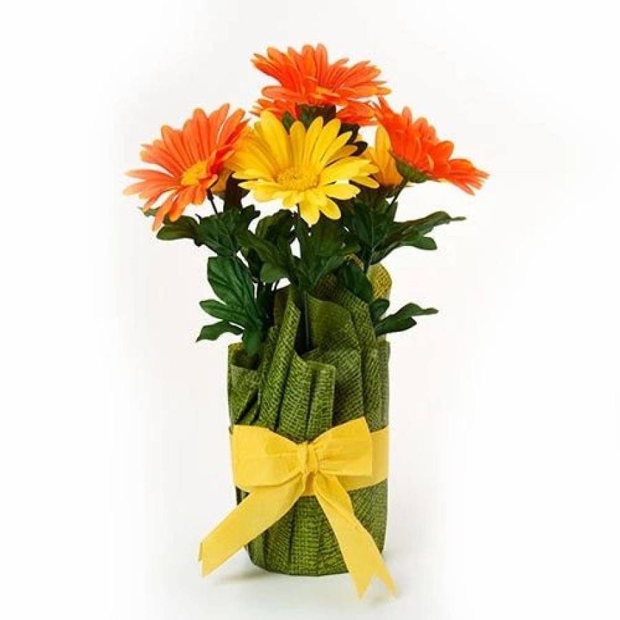 * Artificial Plants | Artificial Plants Life-Like Yellow And Orange Gerbera Daisy