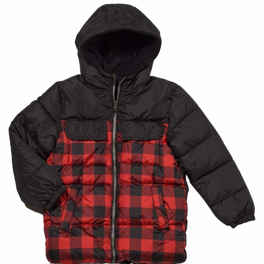 * Coats | Coats Boys (4-7) Ixtreme Buffalo Check Puffer Jacket