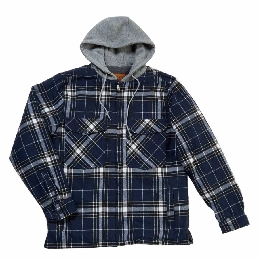 * Coats | Coats Mens Mountain Ridge Flannel Hooded Jacket Navy/Black