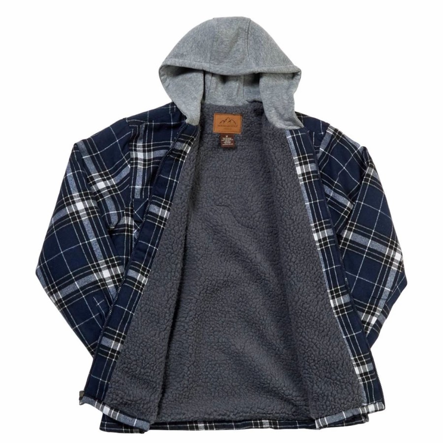 * Coats | Coats Mens Mountain Ridge Flannel Hooded Jacket Navy/Black