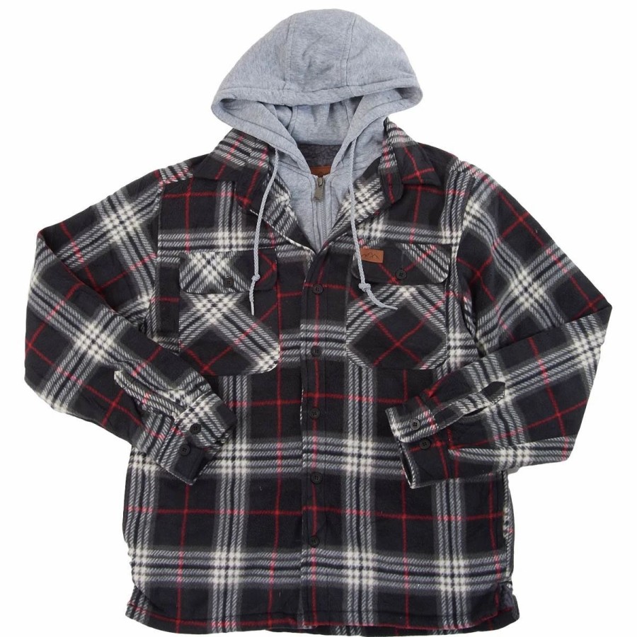 * Coats | Coats Mens Mountain Ridge Plaid Polar Fleece Jacket Black/Red