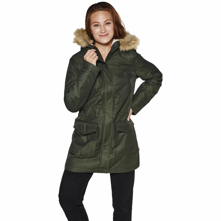 * Coats | Coats Womens Levi'S Cotton Parka Coat With Sherpa And Faux Fur Hood