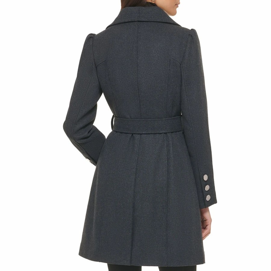 * Coats | Coats Womens Guess Belted Single Breasted Wool Coat Charcoal