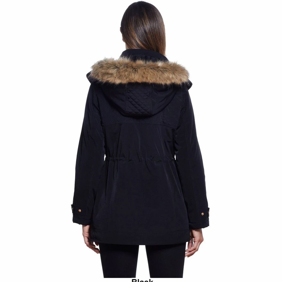 * Coats | Coats Womens Gallery Silk Stadium Anorak With Faux Fur Trimmed Hood