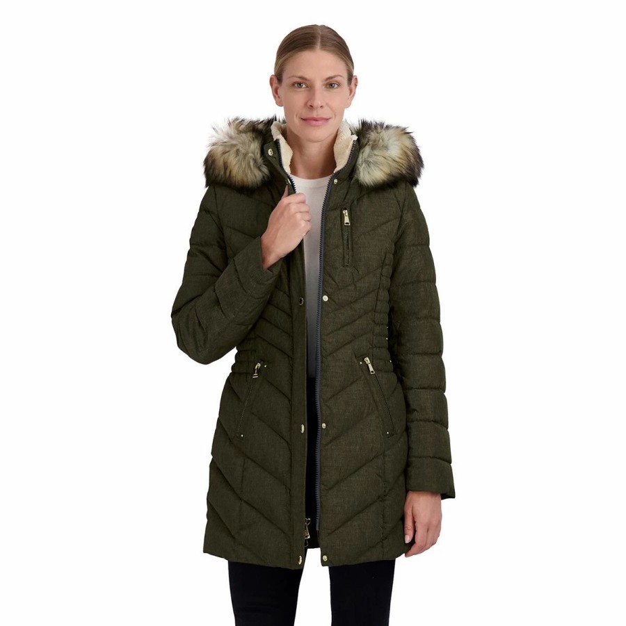 * Coats | Coats Womens Laundry By Shelli Segal Faux Fur Hooded 3/4 Puffer Jacket