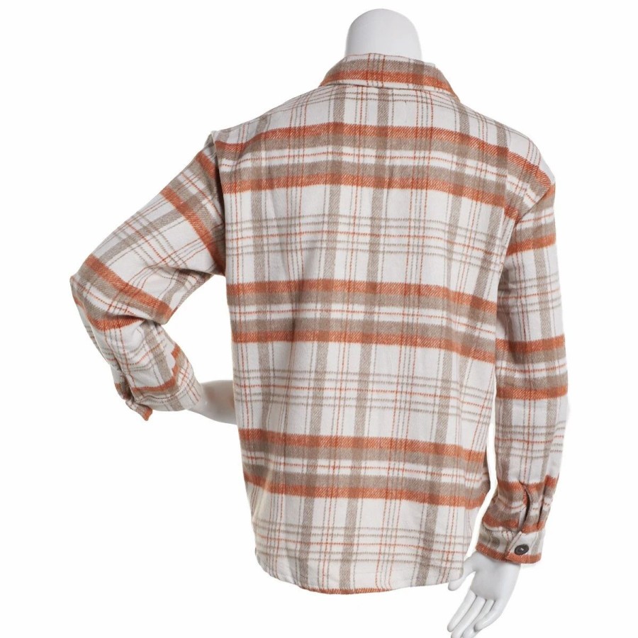 * Coats | Coats Juniors Love Tree Faux Wool Brushed Plaid Shacket Terracotta