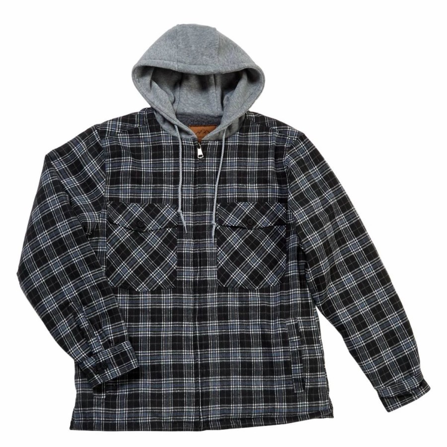 * Coats | Coats Mens Mountain Ridge Flannel Hooded Jacket Blue/Black