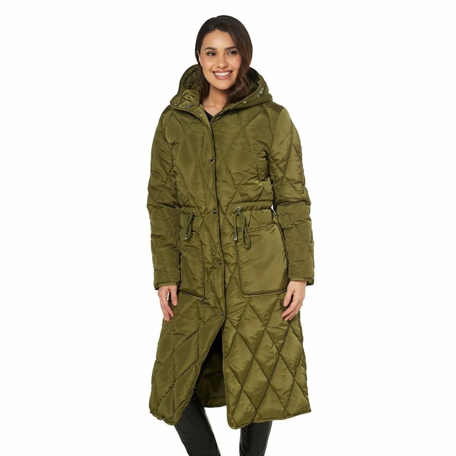 * Coats | Coats Womens Kenneth Cole Stadium Puffer Coat With Drawstring Waist