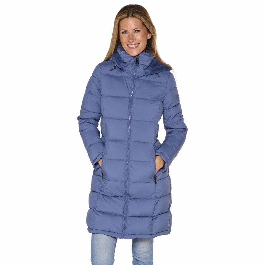 * Coats | Coats Womens Kenneth Cole 3/4 Stretch Puffer Coat With Fleece Hood