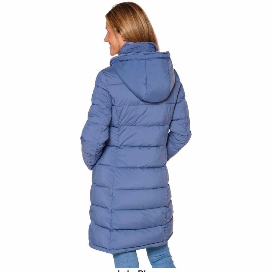 * Coats | Coats Womens Kenneth Cole 3/4 Stretch Puffer Coat With Fleece Hood