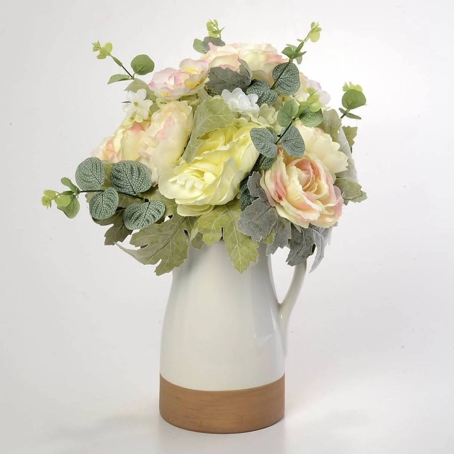 * Artificial Plants | Artificial Plants Ranunculus And Hydrangea In Ceramic Water Pot