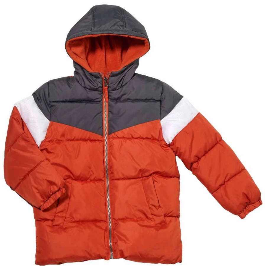 * Coats | Coats Boys (4-7) Ixtreme Color Block Puffer Jacket Barn Orange