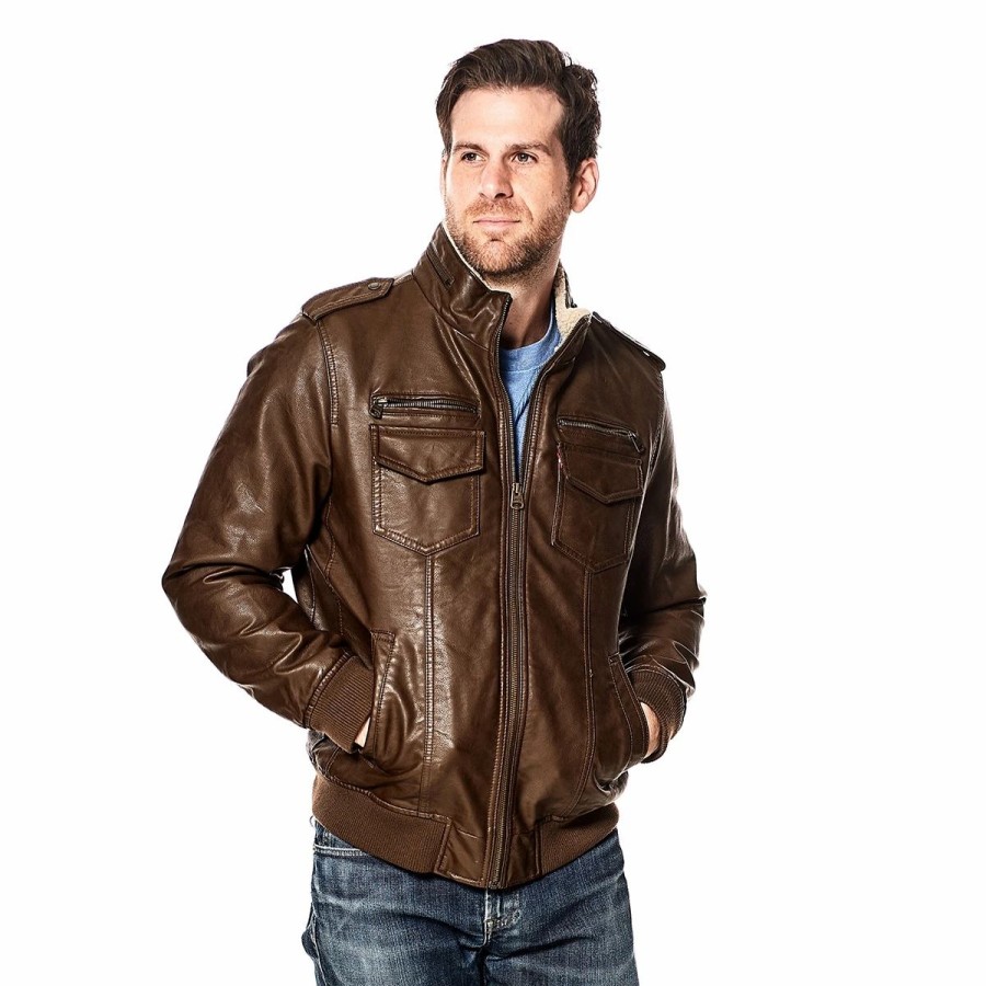 * Coats | Coats Mens Levi'S Faux Leather Bomber Jacket