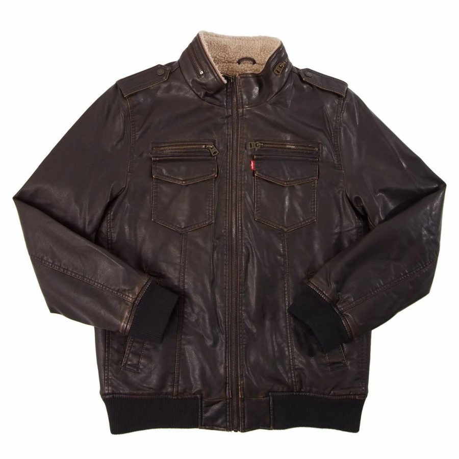 * Coats | Coats Mens Levi'S Faux Leather Bomber Jacket