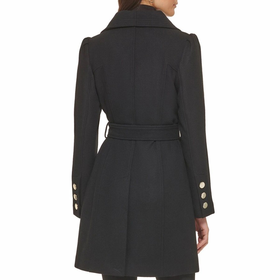 * Coats | Coats Womens Guess Belted Single Breasted Wool Coat Black