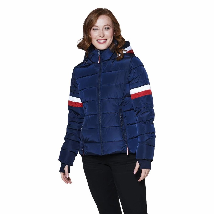 * Coats | Coats Womens Tommy Hilfiger Short Puffer Jacket With Stripe