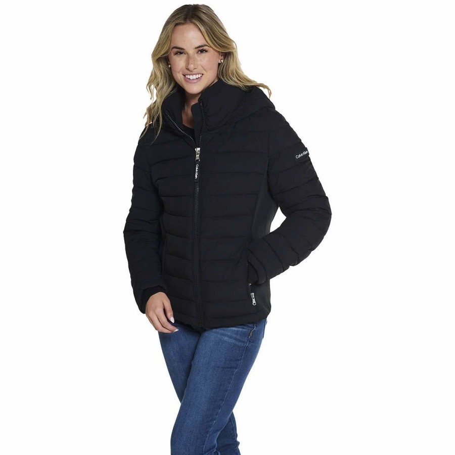 * Coats | Coats Womens Calvin Klein Short Lightweight Stretch Sides Puffer Jacket