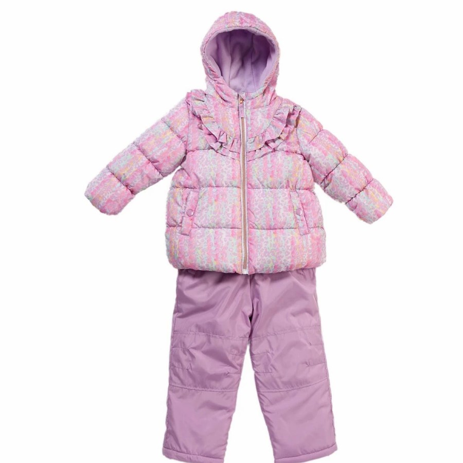 * Coats | Coats Toddler Girl Wippette Rainbow Cheetah Ruffle Snowsuit