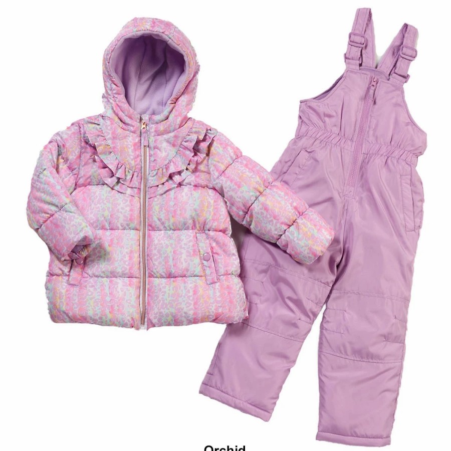 * Coats | Coats Toddler Girl Wippette Rainbow Cheetah Ruffle Snowsuit