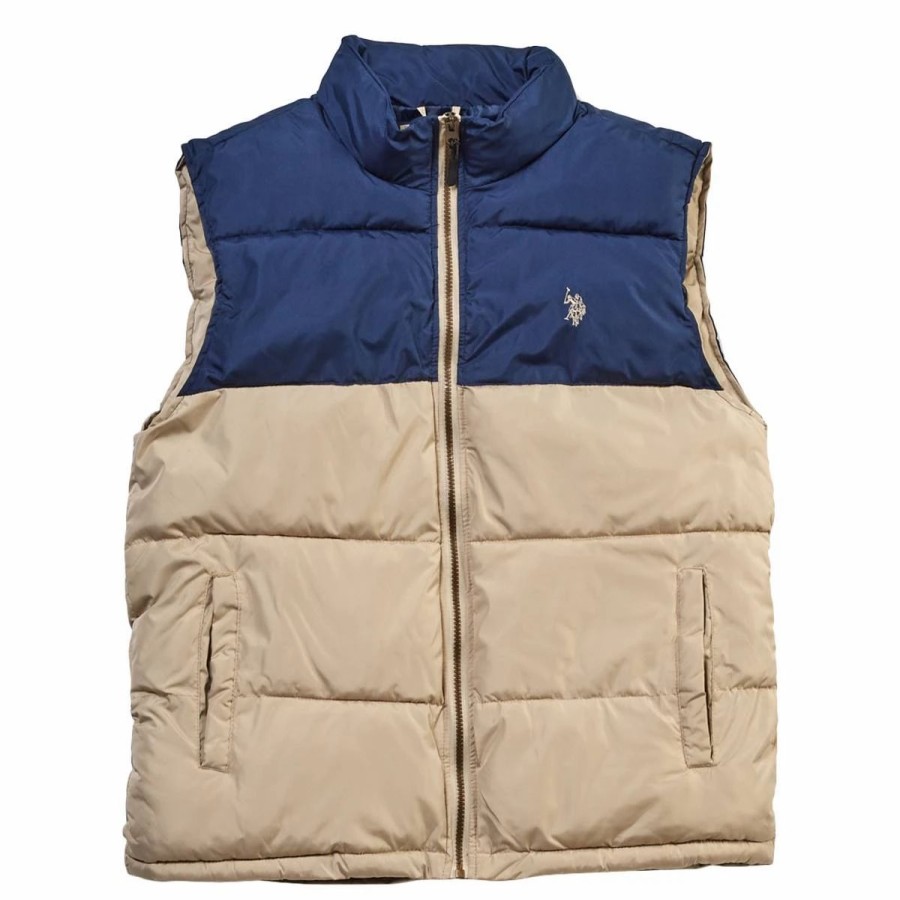 * Coats | Coats Mens U.S. Polo Assn. Color Block Puffer Vest Thompson Khaki