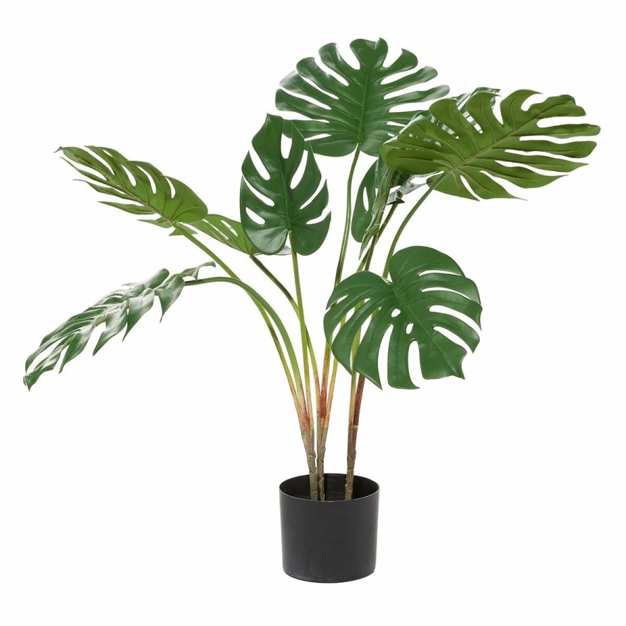 * Artificial Plants | Artificial Plants 9Th & Pike Monstera Leaf Artificial Plant With Pot