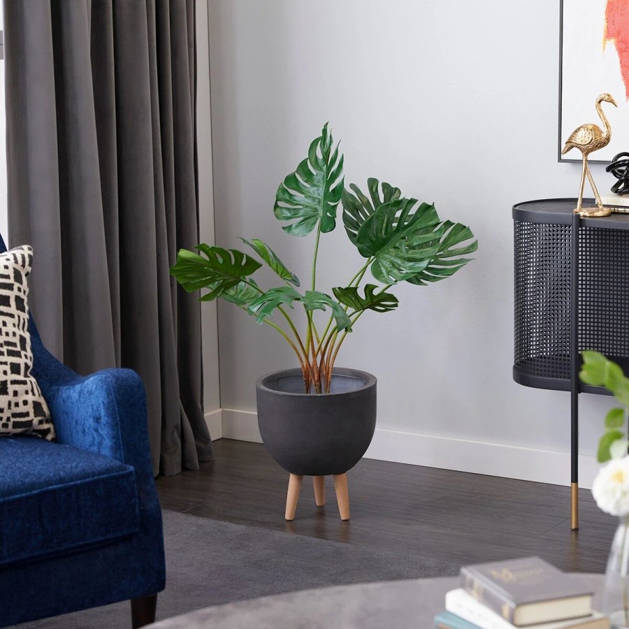 * Artificial Plants | Artificial Plants 9Th & Pike Monstera Leaf Artificial Plant With Pot